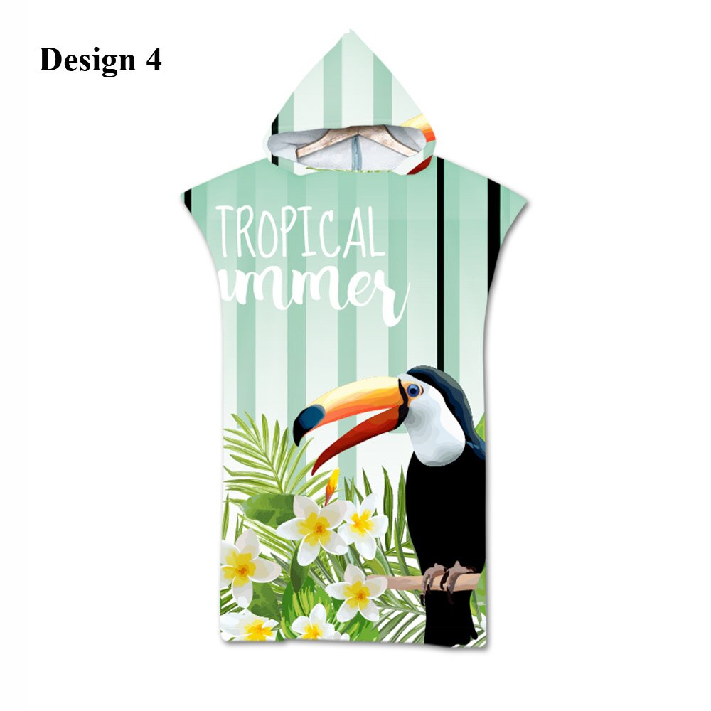 Tropische Bloem Monstera Parrot Toekan Flamingo Aloha Volwassen Kinderen Hooded Handdoek Zwembad Bad Strandlaken Poncho: Design 4