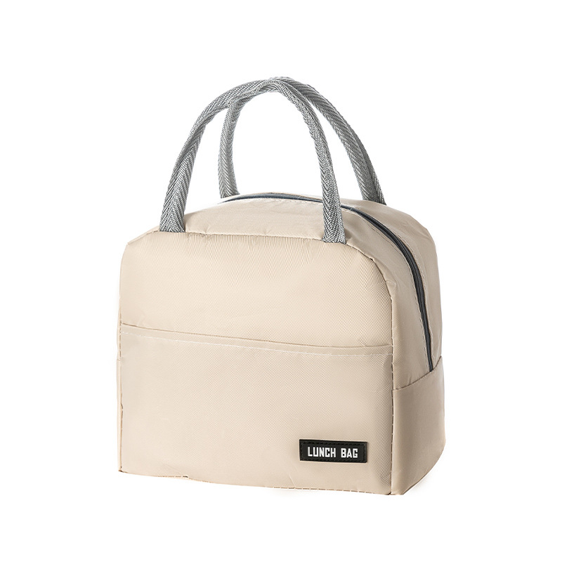 Solid Color Twill Bento Bag Portable Thermal Bag Thickened Student Lunch Box Bag Bento Bag Meal Bag: black