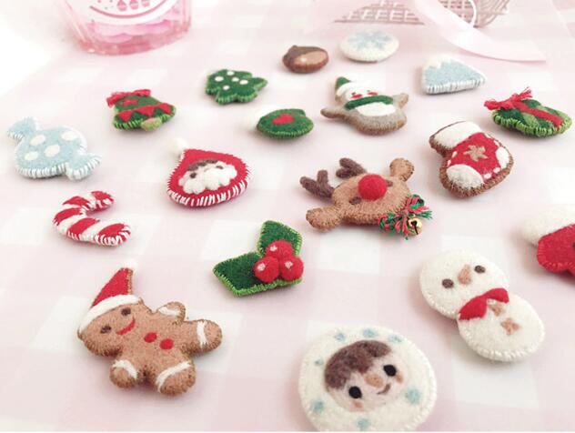 Kit de biscuits pour l'arbre de noël | Laine à aiguilles, feutre aiguille, broche de feutrage, artisanat brodé à la main, bricolage