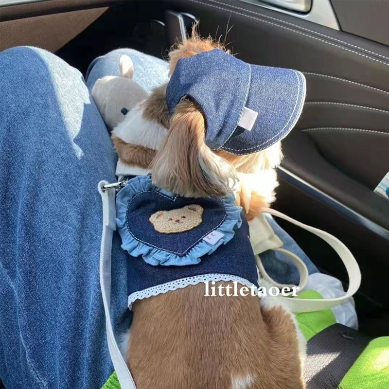 Pet Kleding Leuke Denim Bretels Hond Vest Zomer Hond Kleren Teddybeer Kleine Hond Kat Rok Puppy Chihuahua Yorkshire Hond hoed