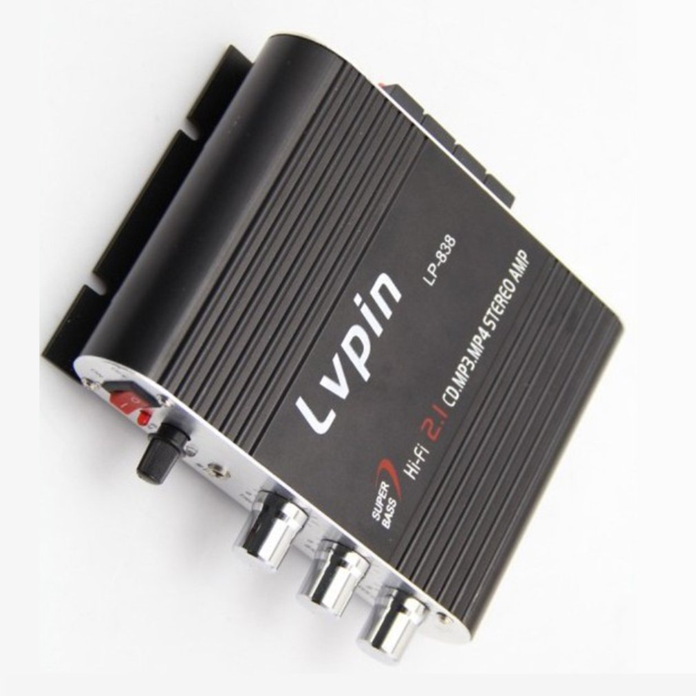 Lepy LP-838 Power Car Amplifier Hi-Fi 2.1 MP3 Radio Audio Stereo Bass Speaker Booster Player for Motorbike Home No Power Plug