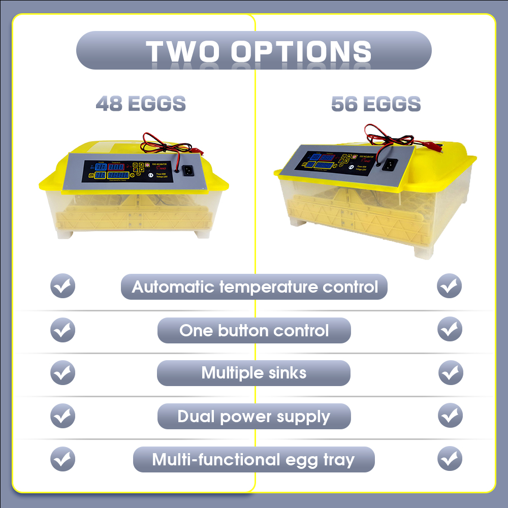 Gevogelte Volautomatische Uitbroedmachine Voor 48/56 Kip Eend Ganzeneieren, Digitale 12V 110V 220V Voeding Ei Incubator