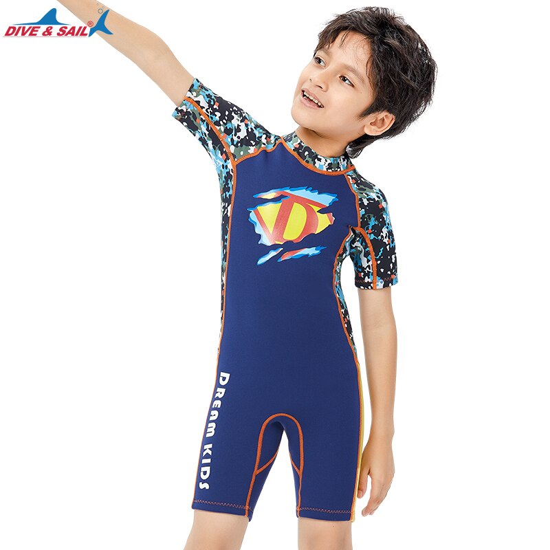 AOOSA Kinderwetsuit voor jongens en meisjes, 2,5 mm neopreen thermisch badpak voor peuters, korte wetsuit met rits op de rug voor watersporten, zwemmen, snorkelen, surfen en duiken (rozerood, XL