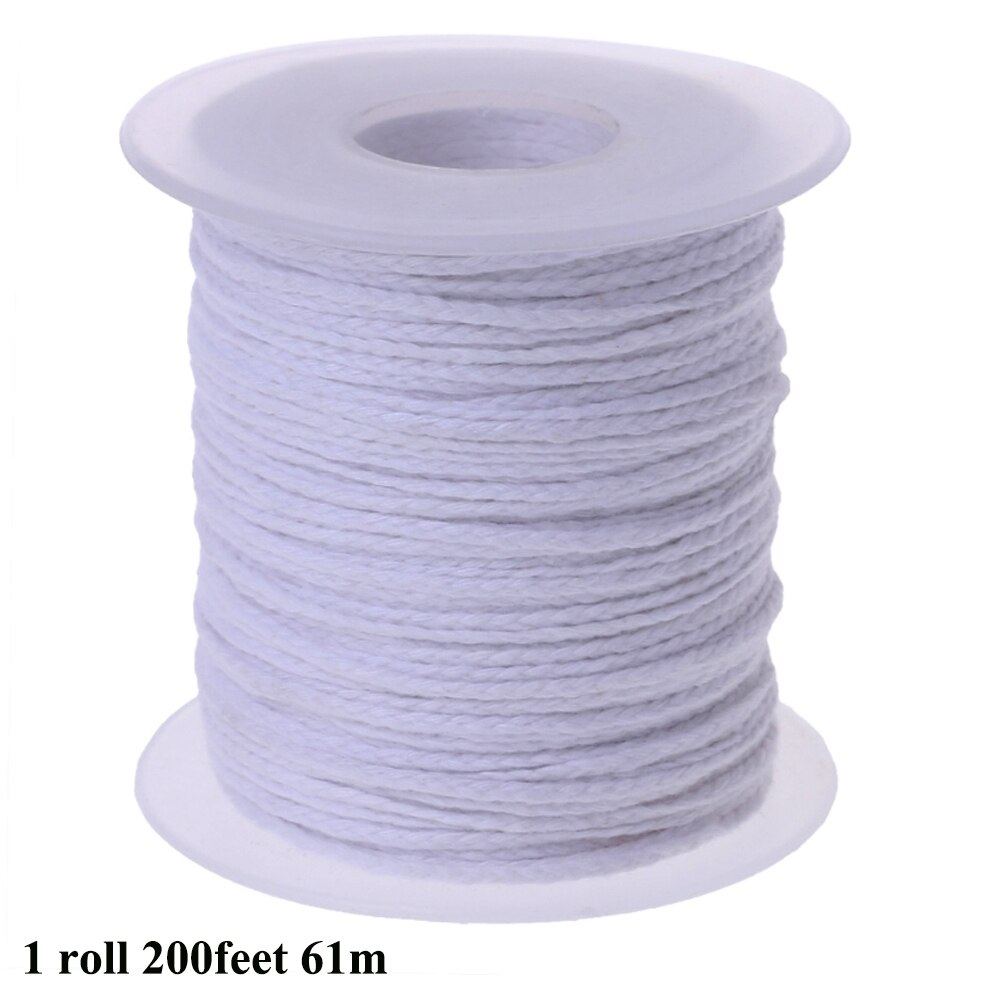 61 m Baumwollkerzendocht, Rollkern, rauchfrei, Aromatherapie, zylindrischer Kerzenfaden, handgefertigtes Kerzenherstellungsset, DIY-Kerzenzubehör: Licht Grau