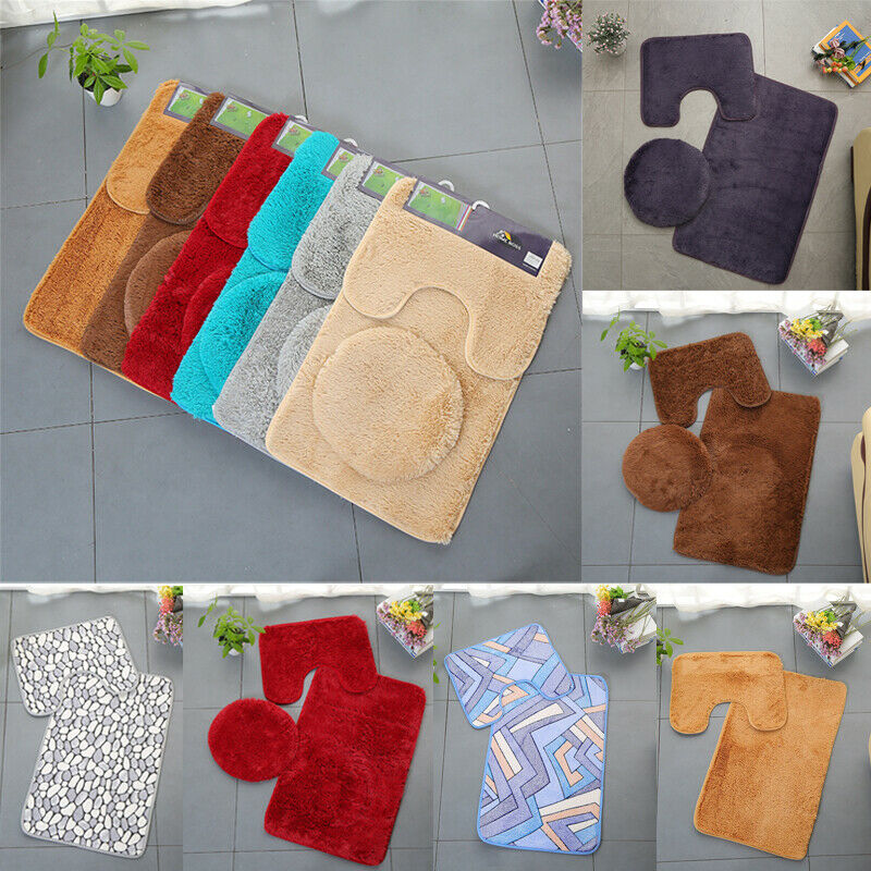 Badmat 3 -delige badmat toiletset zitting antislip douchevloer wasbaar
