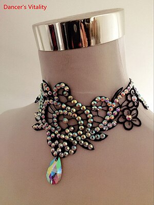 Latin Dance Modern Ballroom Dance Performance Clothing Competition Dance Accessories Diamond Necklace: Default Title