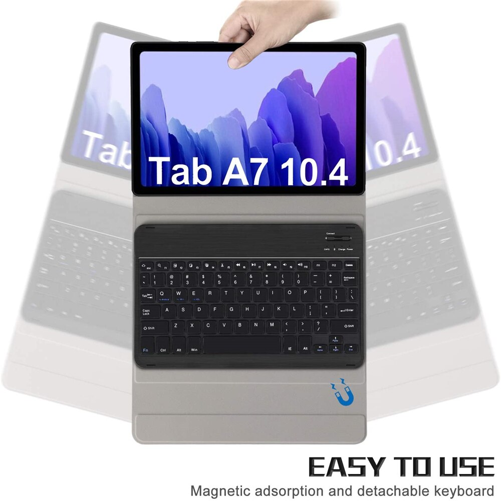 Étui pour clavier Samsung Galaxy Tab A7 de 10.4 pouces cuir synthétique, fonction de support en cuir, clavier sans fil amovible)