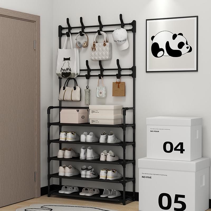 DIY Multi-Layer Shoe Rack And Coat Hanger Storage Organizer For Doorway Hallway Dorm Balcony Home Furniture Shoe Shelf Clothes