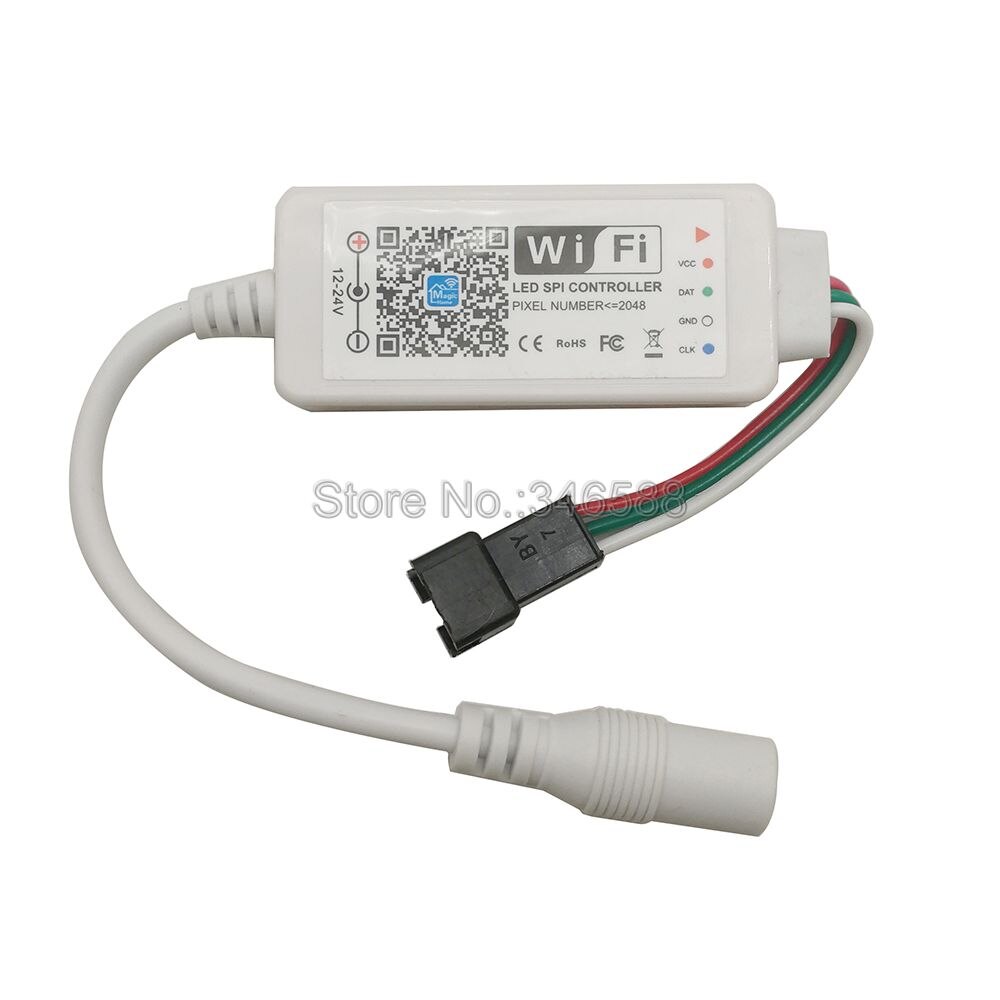 Dc12-24v magic home mini wifi spi led controller 2048 pixel smartphone app alexa google home röststyrning för 12v ws2811 strip