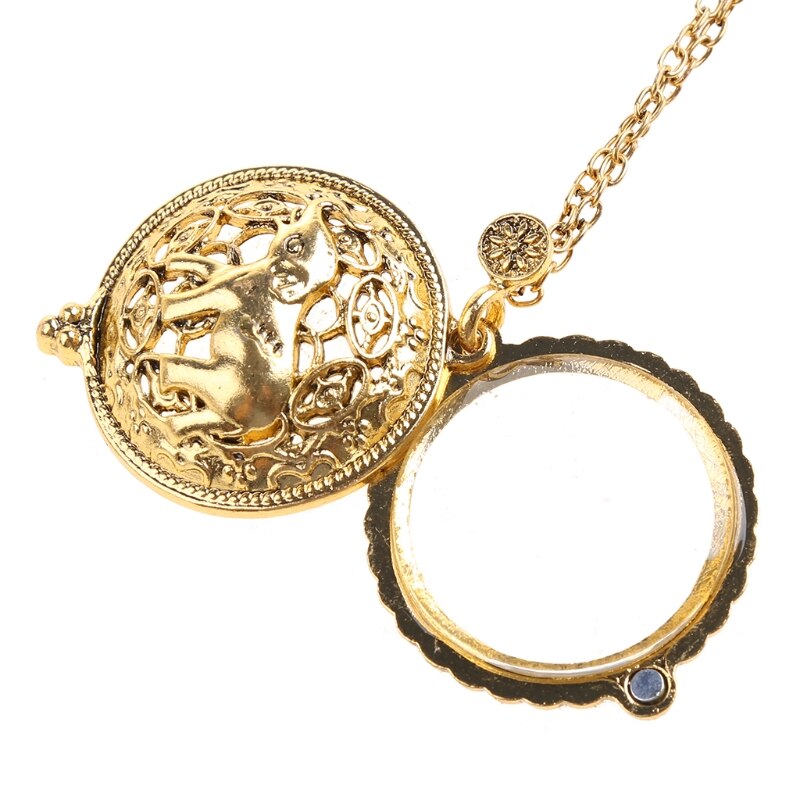 Vintage Chain Magnifying Glass Necklace Pendant Grandma Metal Magnifier