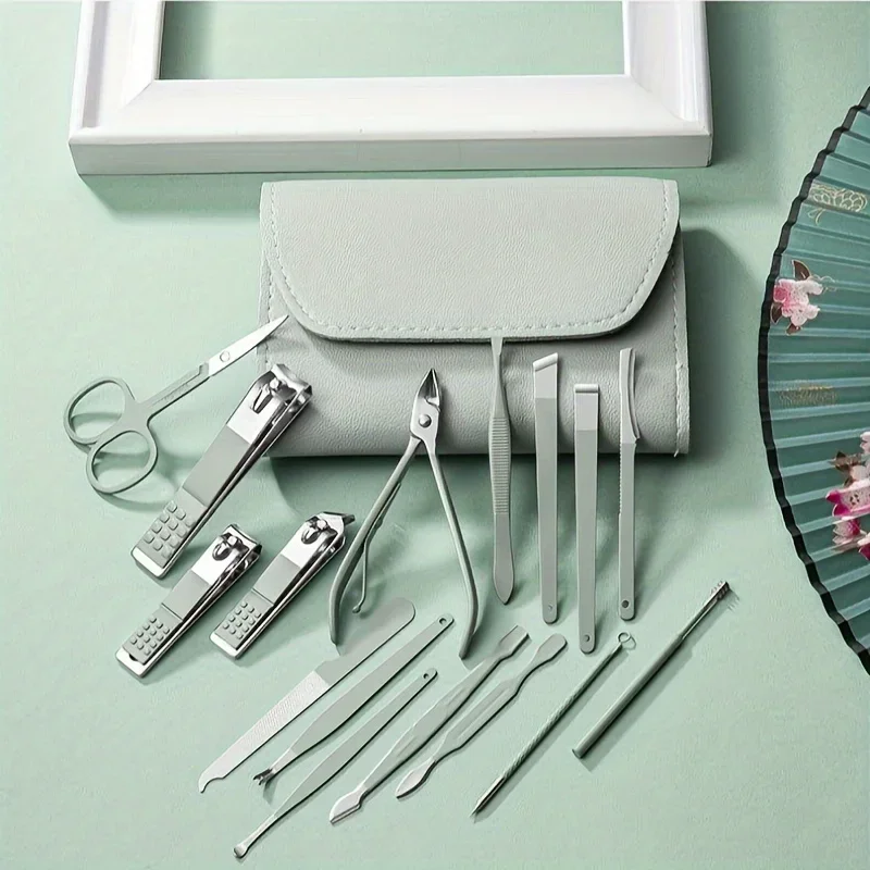 Zestaw robić manicure i pedicure dla mężczyzn: 16 szt. obcinaczy robić paznokci i cążków robić skórek z etui podróżnym, profesjonalne narzędzia robić paznokci.