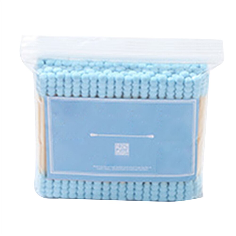 Coton-tige en spirale à Double tête, 100 pièces/paquet, démaquillant, hygiénique, ensemble d'outils de nettoyage, coupe-oreille: Bleu