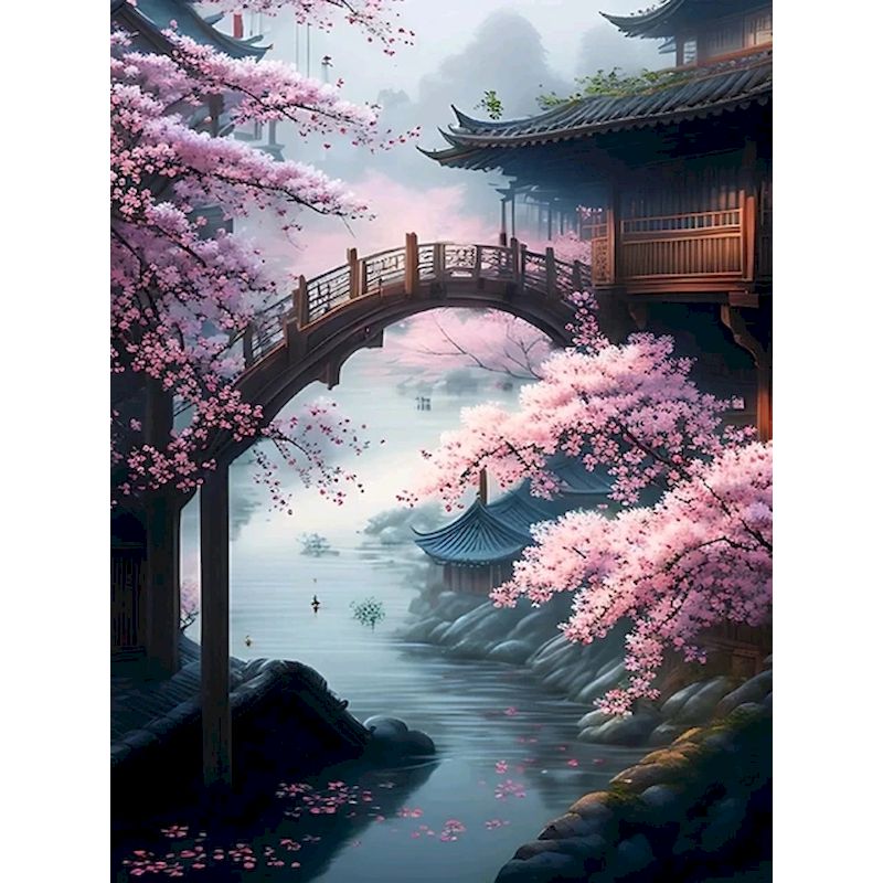 PhotoCustom Diy Frame Verf op nummer Kits Stad Landschap Diy Schilderen op nummer op canvas Tekenen Schilderen voor Home Decor: plum / 70x100 cm