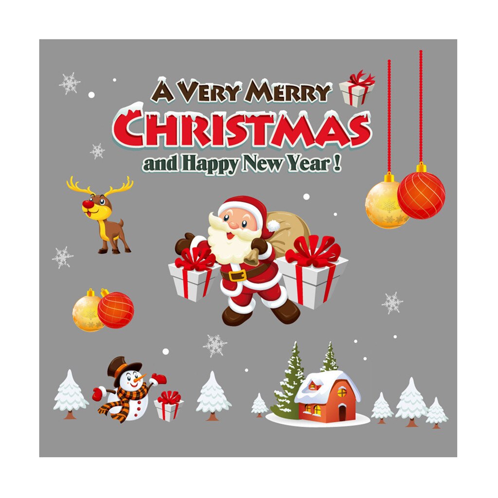 Kerstversiering Glazen Statische Stickers Christmas Party Home Kerst Cartoon Diy Sneeuw Sneeuwvlok Window Stickers # J7