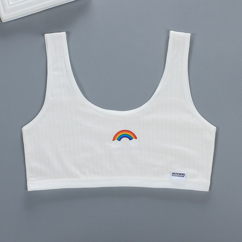 Girls Bra Cotton Tops Sports Bras Without Bones School Students Underwear Teens Crop Top 12 Years Old Clothes For Teenagers: white