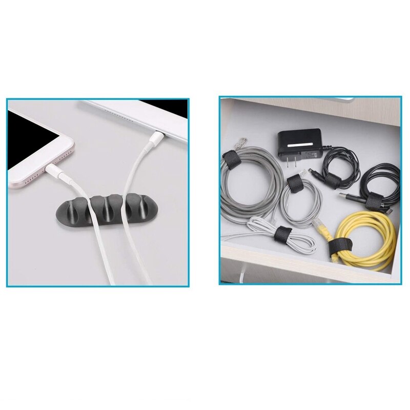20Pc Cord Management Organizer Kit with Self Adhesive Cable Clip Holders and Fastening Cable Ties for TV Computer Office