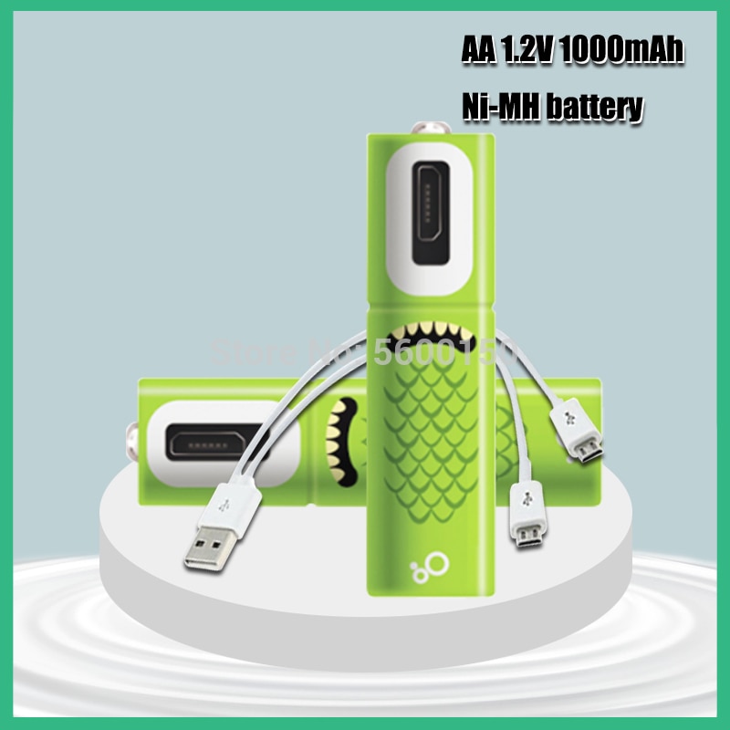 Aa Usb Ni-Mh Oplaadbare Batterij 1.2V Met Micro-Usb-oplaadkabel Voor Afstandsbediening Muis E-Apparaat