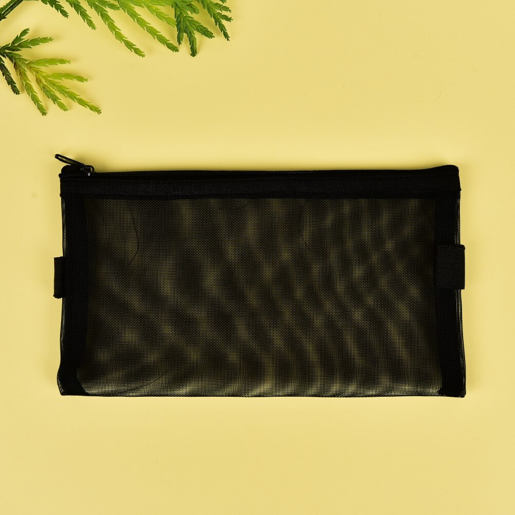 primary and secondary school stationery pencil case pod Casual pen Bag student Zipper pencil Transparent: Black L