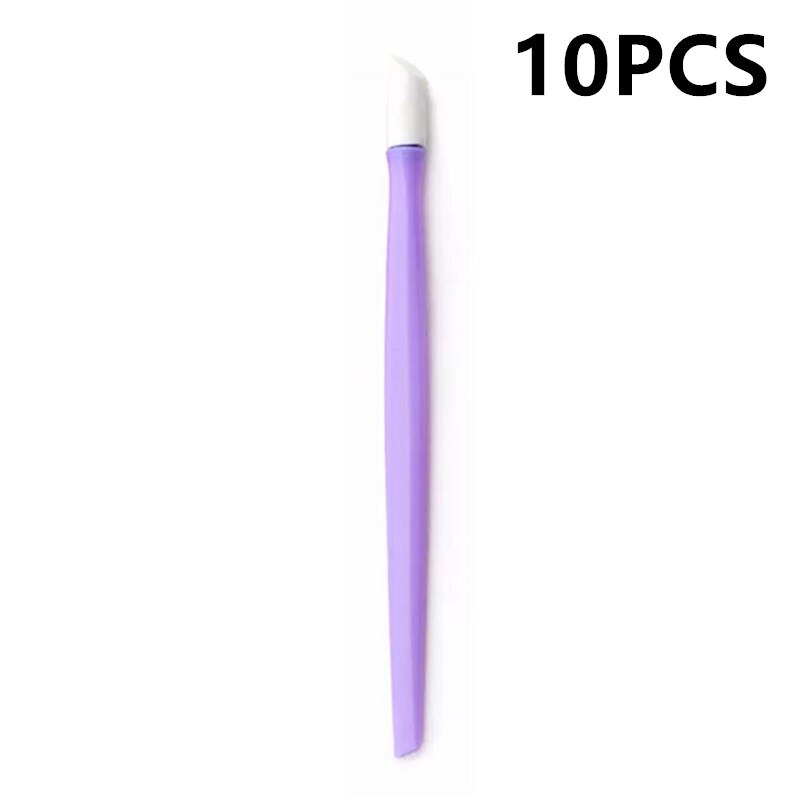 Soft Nail Cuticle Pusher Plastic Rubber Roze Kleur Nail Gereedschap Set Nail Art Manicure Accessoires: 10PCS Purple