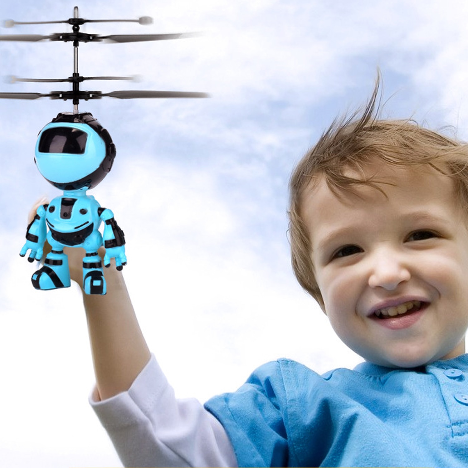 Funny Robot Style Mini Infrared Induction Flying Ball Aircraft Helicopter Toy with LED Light for Boys Girls Teenagers