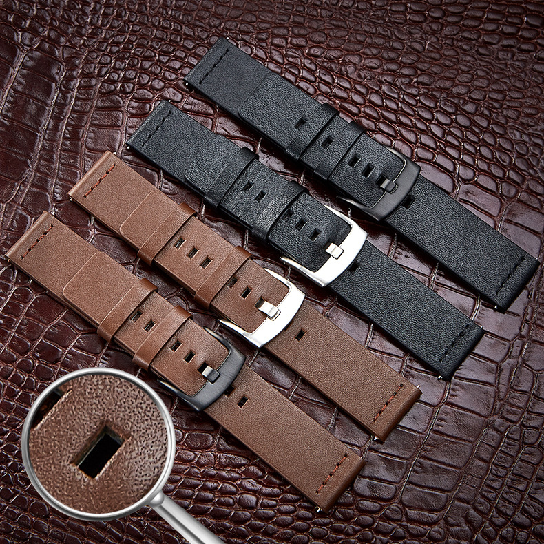 20mm 22mm Leather Band for Samsung Galaxy Watch 7 6 5 4 5Pro 6Classic 18mm 24mm Strap for Huawei Watch GT5 Pro 46mm