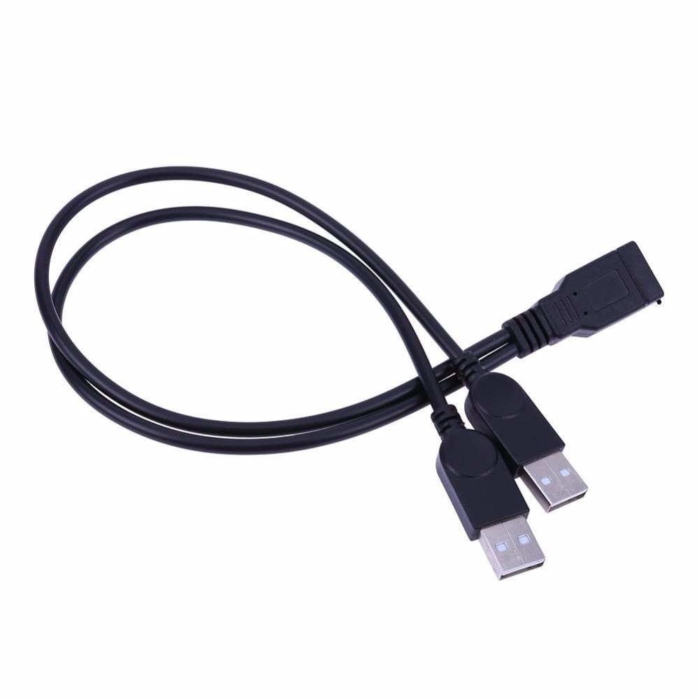 Dual USB 2.0 A Male to USB Female Splitter Extension Cable