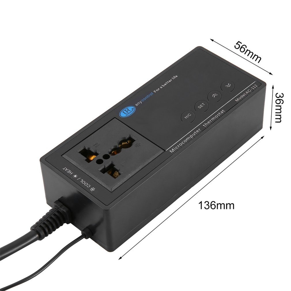 AC-112V Aquarium Reptile Temperature Controller Digital Display Intelligent Plug-in Thermostat Universal Socket Regulator: as show 1