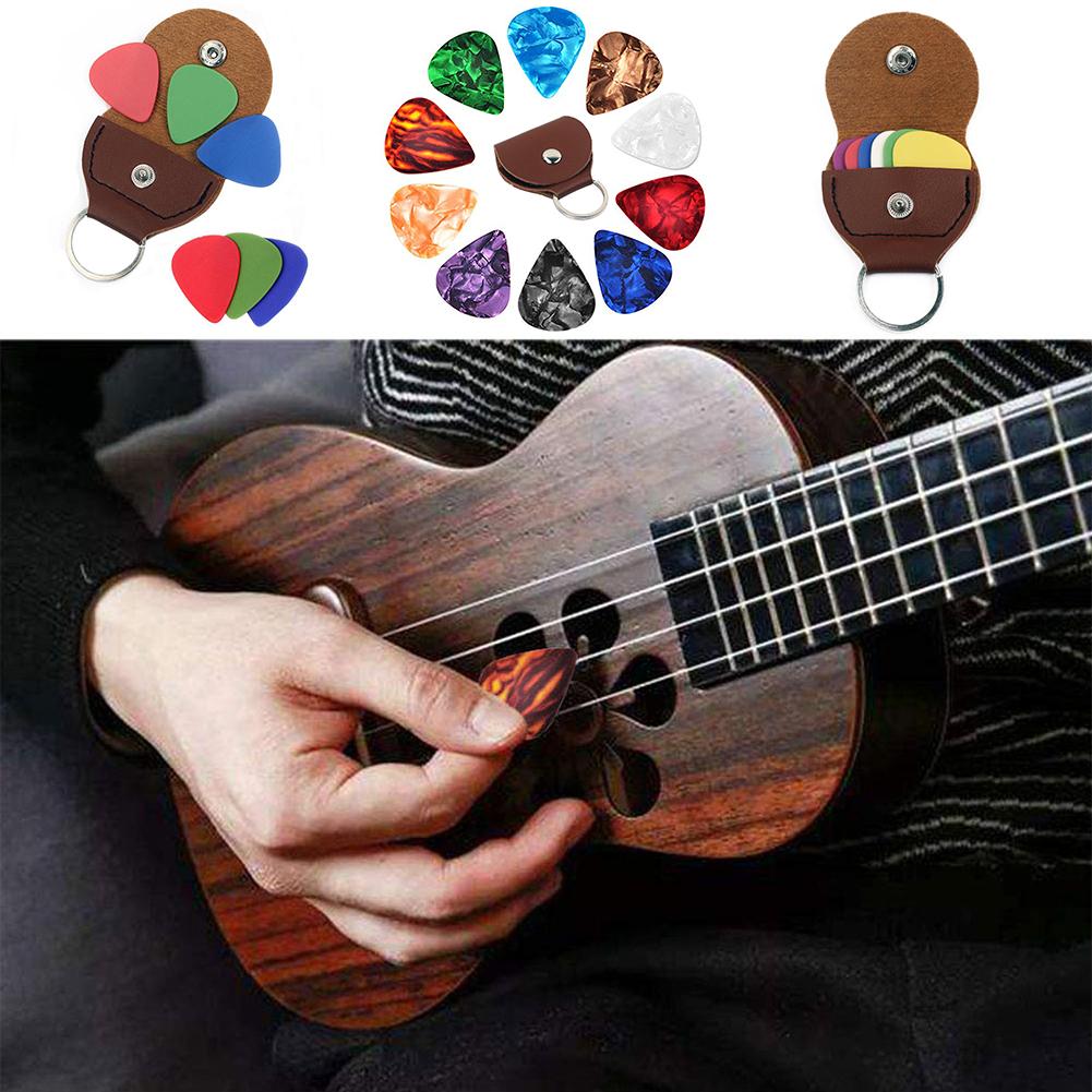 10pcs Guitar Picks Electric Plastic Plectrum with PU Leather Holder Bag for Electric Guitar for Electric Guitars