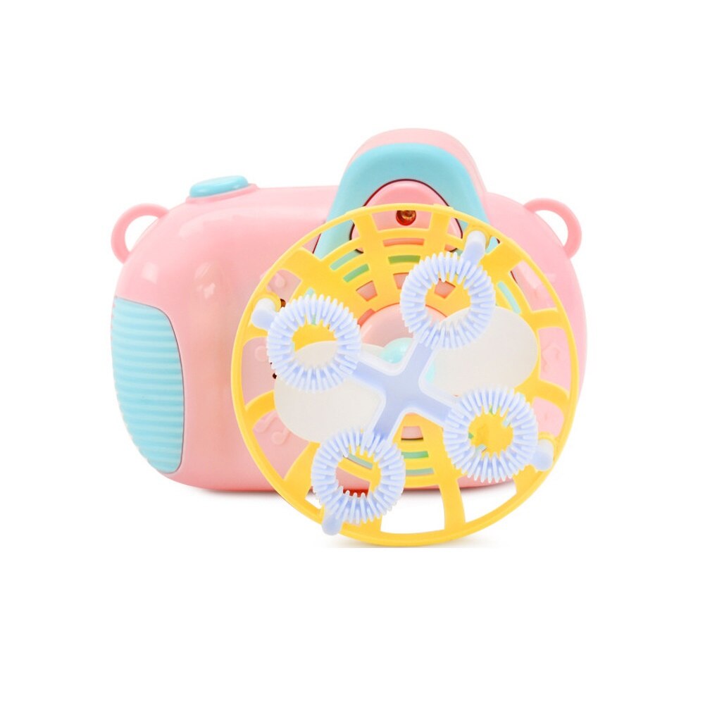 Kids Cartoon Fan Camera Licht Muziek Elektrische Water Bubble Blower Machine Speelgoed: Roze