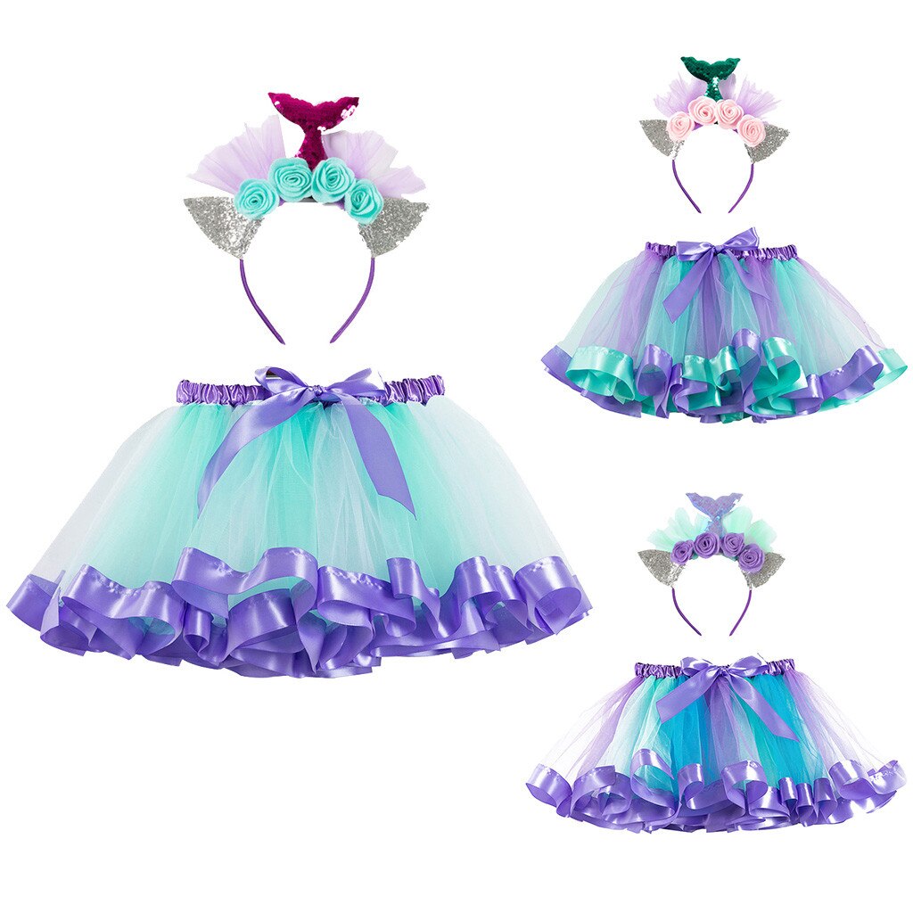 Tutu Rok Kids Meisje Rokken Party Dance Ballet Kostuum Meisje Kleding Kind Meisje Mesh Prinses Rokken + Floarl Hoofdband Set