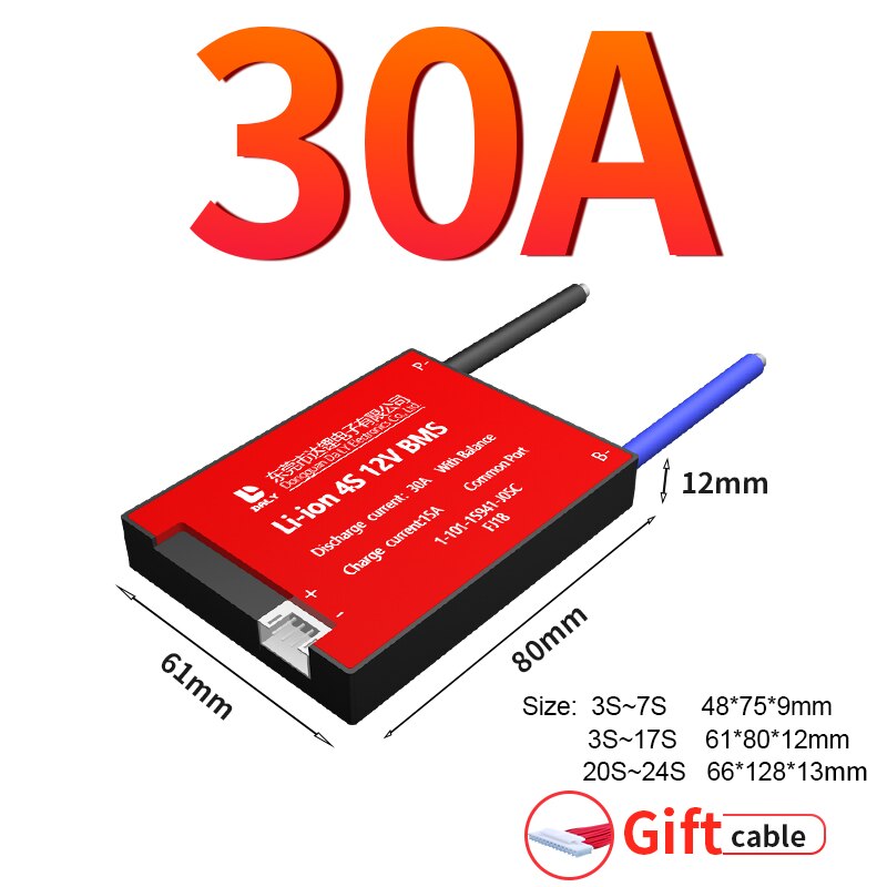6s 24v 15a 20a 30a 40a bms sistema de gestão da bateria pcba 18650 acessórios para 18650 bateria de íon de lítio com equilíbrio: 30A
