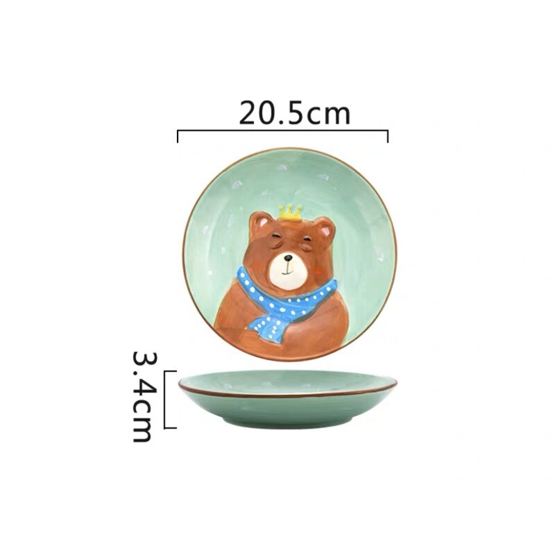 Nordic Ceramic Animal Dinner Plate Children's Rice Bowl Cute Home Baby Tableware Cartoon Dessert Dishes Breakfast Plate: N