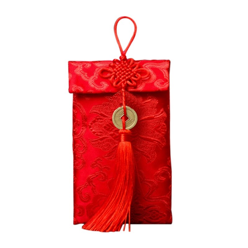 1Pc High-End Bruiloft Stof Rode Envelop Persoonlijkheid Brocade Rode Envelop Voor Bruiloft Verjaardag Nieuwjaar Supplies: Richflowercoppercoin