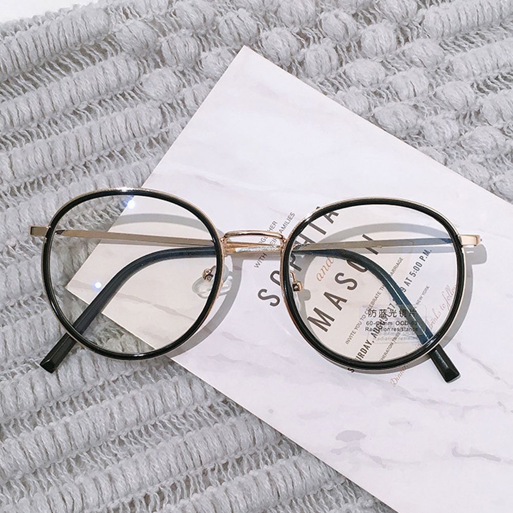 Portable Eye Protection Light Glasses Metal Anti-blue Light Flat Mirror Net Celebrity Trend Street Shooting Glasses