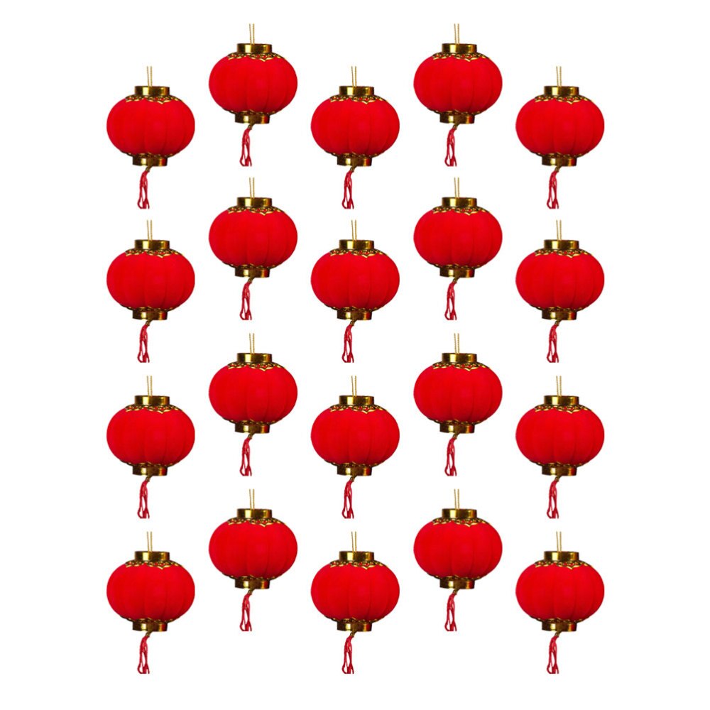 20Pcs Lanterns Round Decorative Red Chinese 3D Lanterns for Celebration Spring Festival Party
