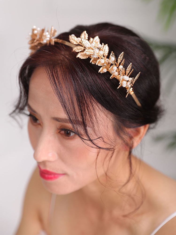 Diadema dorada para el pelo para boda, tocado de hojas Vintage, tiara nupcial, accesorios para el cabello, tiara nupcial de corona para mujer