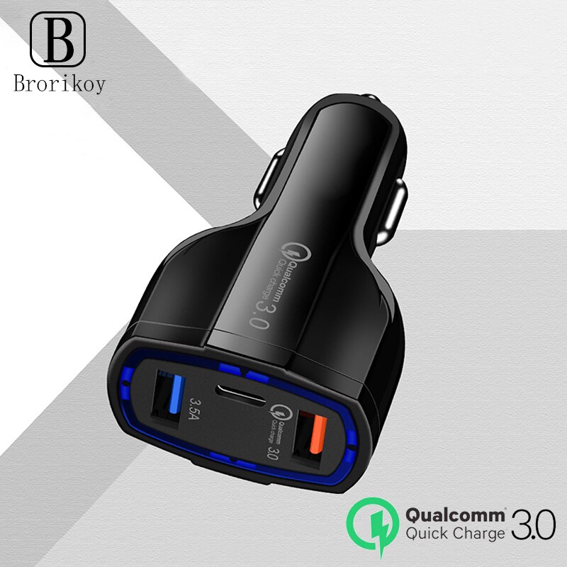 Chargeur de voiture QC 3.0 à 2 Ports USB C, Charge rapide 3.0, adaptateur de Charge pour téléphone portable, pour iPhone X Xs Xiaomi