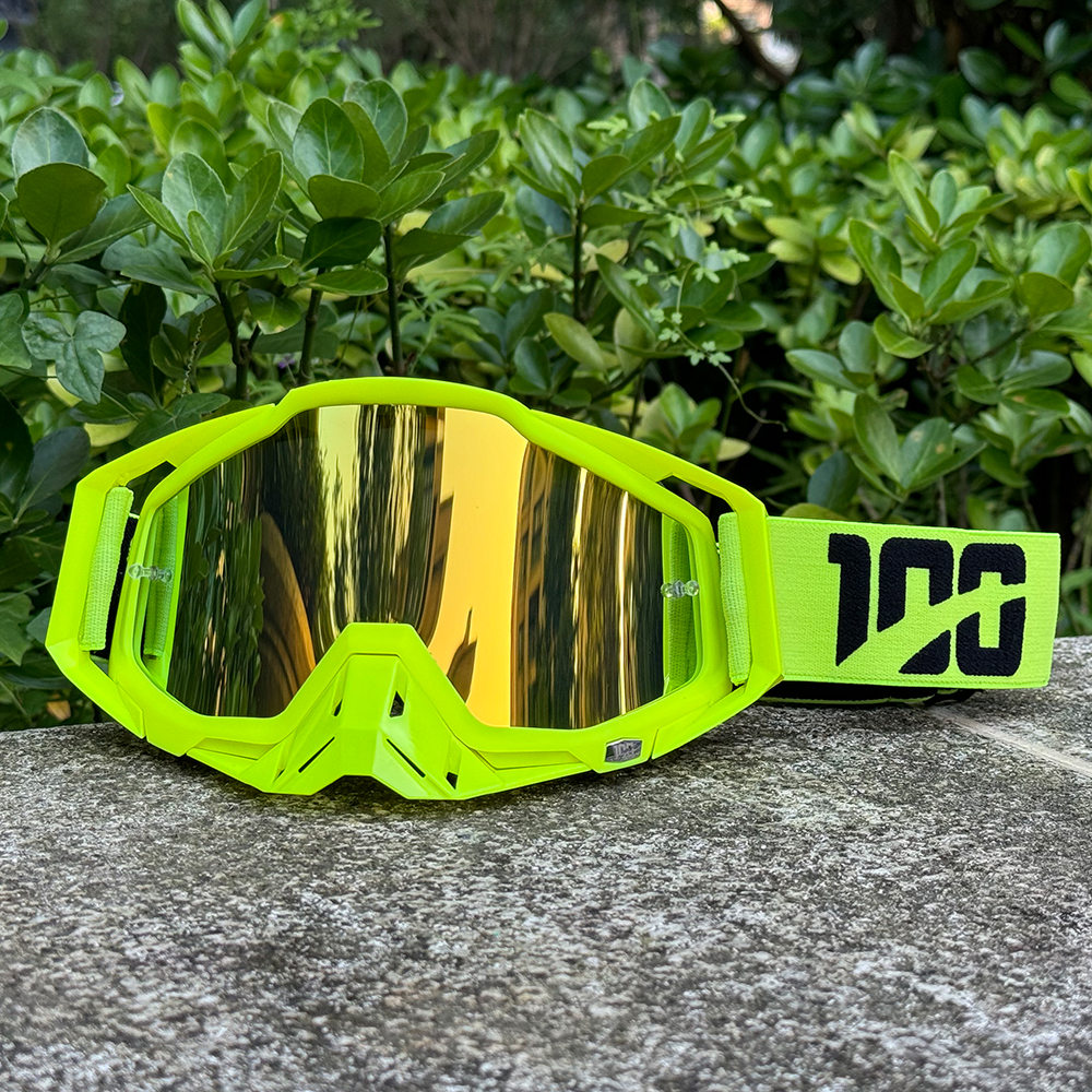 Motocrossglasögon motorcykelglasögon mask vindtät uv-skydd utomhus mtb klättring cykling sport skoter skidglasögon: Gul