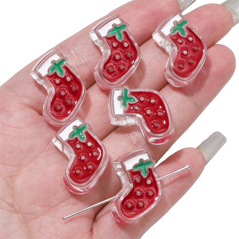 6 teile/los Weihnachten Baum Glocken Handschuhe Acryl Perlen Komponenten Für DIY Handgemachte Armbinde Halskette Schmuck Machen Liefert Material