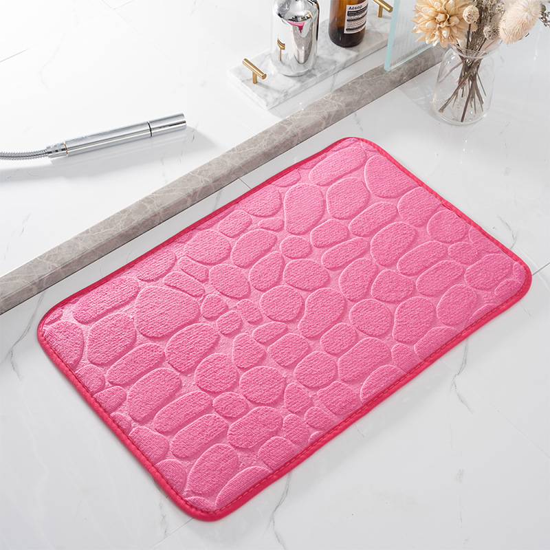 Alfombra de baño con relieve de adoquines, alfombras antideslizantes en lavabo, alfombra de suelo lateral para bañera, felpudo para cuarto de ducha, almohadilla de espuma viscoelástica: Negro