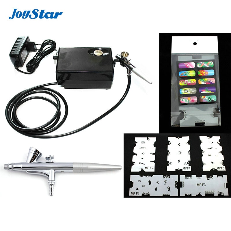 Joystar Salon Airbrush Compressor Kit Airbrush Nail art system Airbrush Makup kit met airbrush Nail Stencil