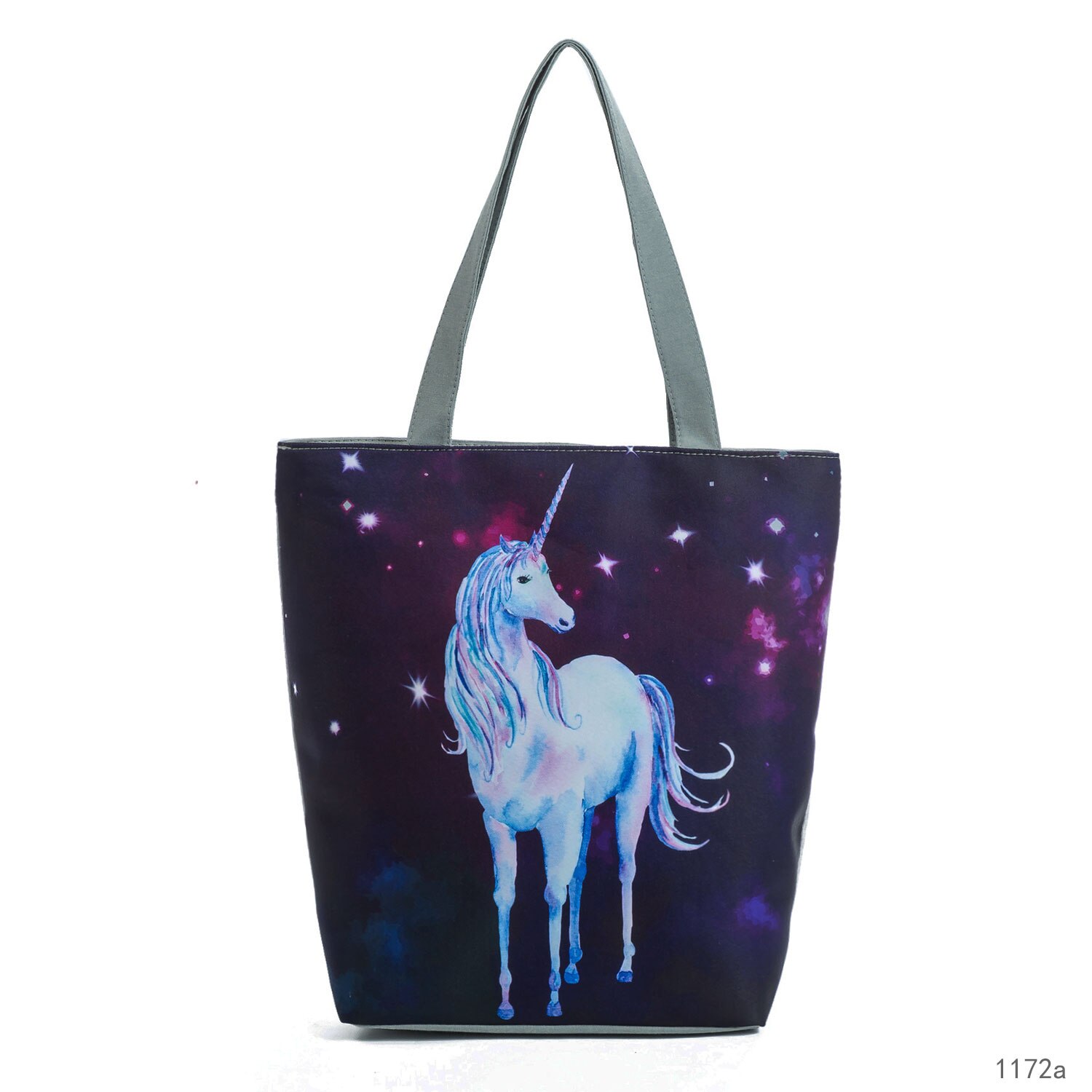 Miyahouse-Bolso de mano de lona con estampado de unicornio para mujer, bolsa de hombro para la playa,: 1172a
