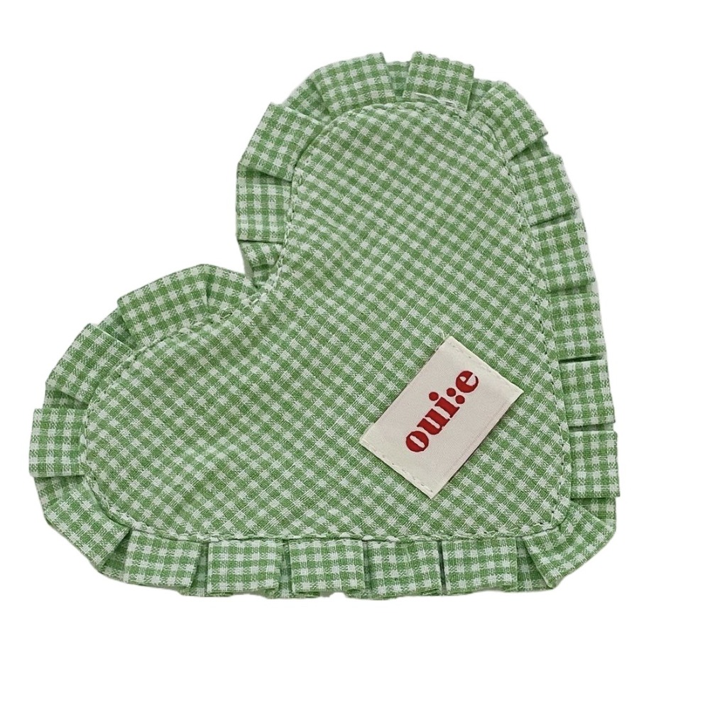 Keukenaccessoires INS Hartvormige geruite maaltijdmat Katoen Leuke kommatten Draagbare delicate isolatie Pad Mat Woondecoratie: Army Green