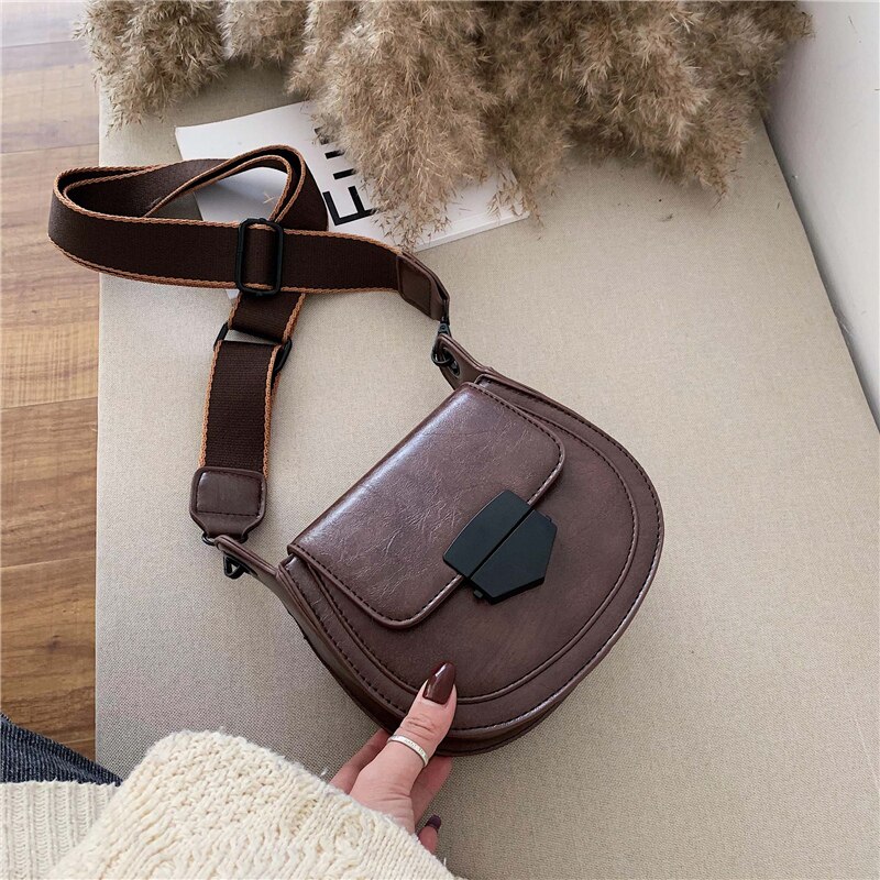 Mini Einfarbig PU Leder Sattel Taschen Für Frauen fest Crossbody Schulter Umhängetasche Weibliche Handtaschen: Kakifarbig