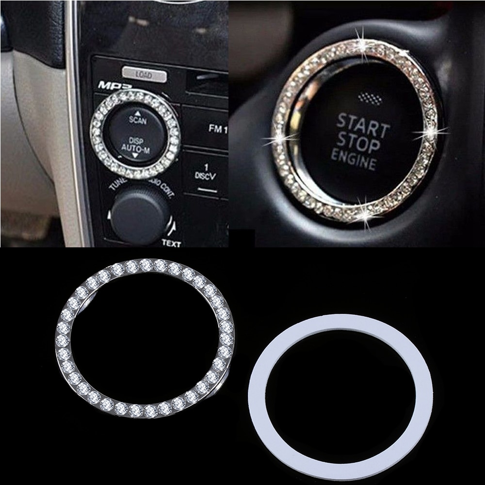 Auto Suv Bling Decoratieve Accessoires Automobiles Start Schakelaar Knop Decoratieve Diamond Rhinestone Ring