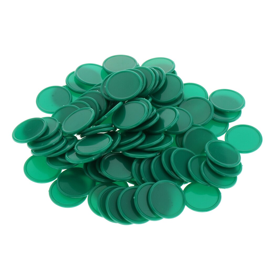 Set of 100 1 Inch Plastic Learning Counting Counters Game Tokens Mini Poker Chips: Green