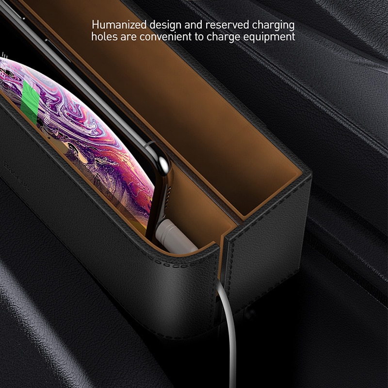 Baseus Auto Seat Gap Organisator Lederen Grote Capaciteit Auto Opbergdoos Pocket Houder Voor Telefoon Airpods Organizer In De Auto