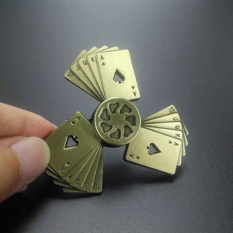 Retro Brons Metalen Poker fidget spinner Blijvende rotatie geluidsarme Hoge Speed Fijne craft hand spinner