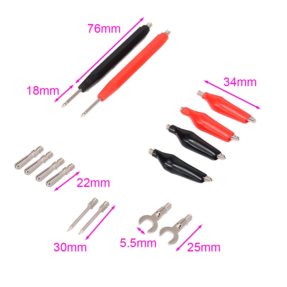 16pcs Multi-function 90cm Digital Multimeter Banana Plug Probe Test Lead Cable Alligator Clips Assortment Kit for Testing Tool