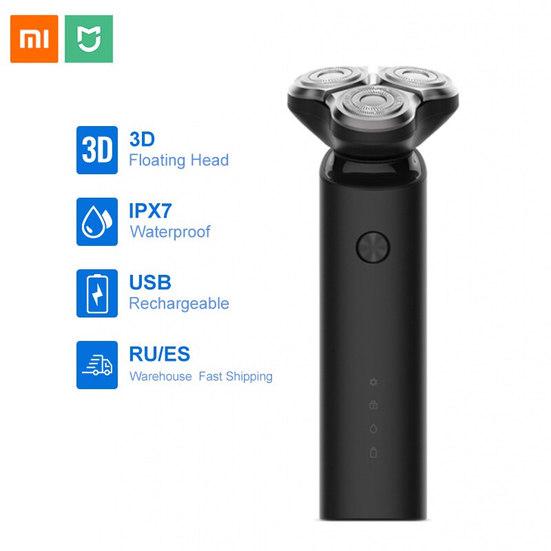 opprinnelig xiaomi mijia elektrisk barbermaskin bøye seg barberhode 3 tørr våtbarbering vaskbar hoveddel med til blader turbo+-modus behagelig ren
